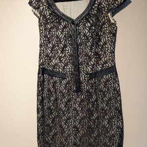 Moda International Silk and Leather Trim Dress